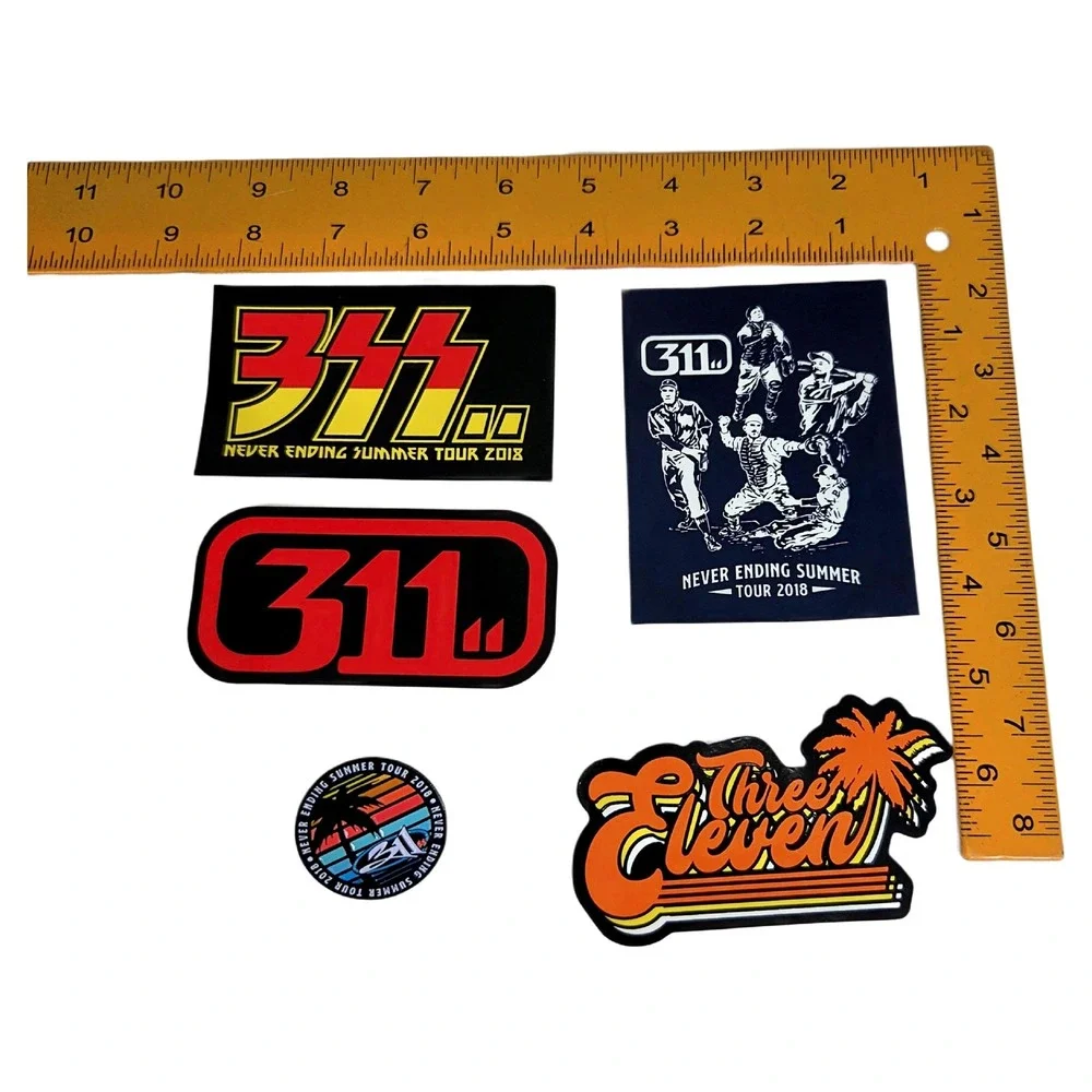 311 Never Ending Summer Tour 2018 Concert Music Sticker & Pin 5pc Set
